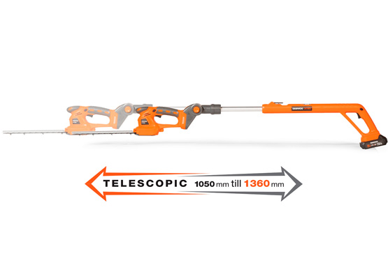 Дополнительная рукоятка телескопической конструкции раздвигается от 1050 до 1360 мм, позволяя подобрать оптимальное положение для комфортной работы.